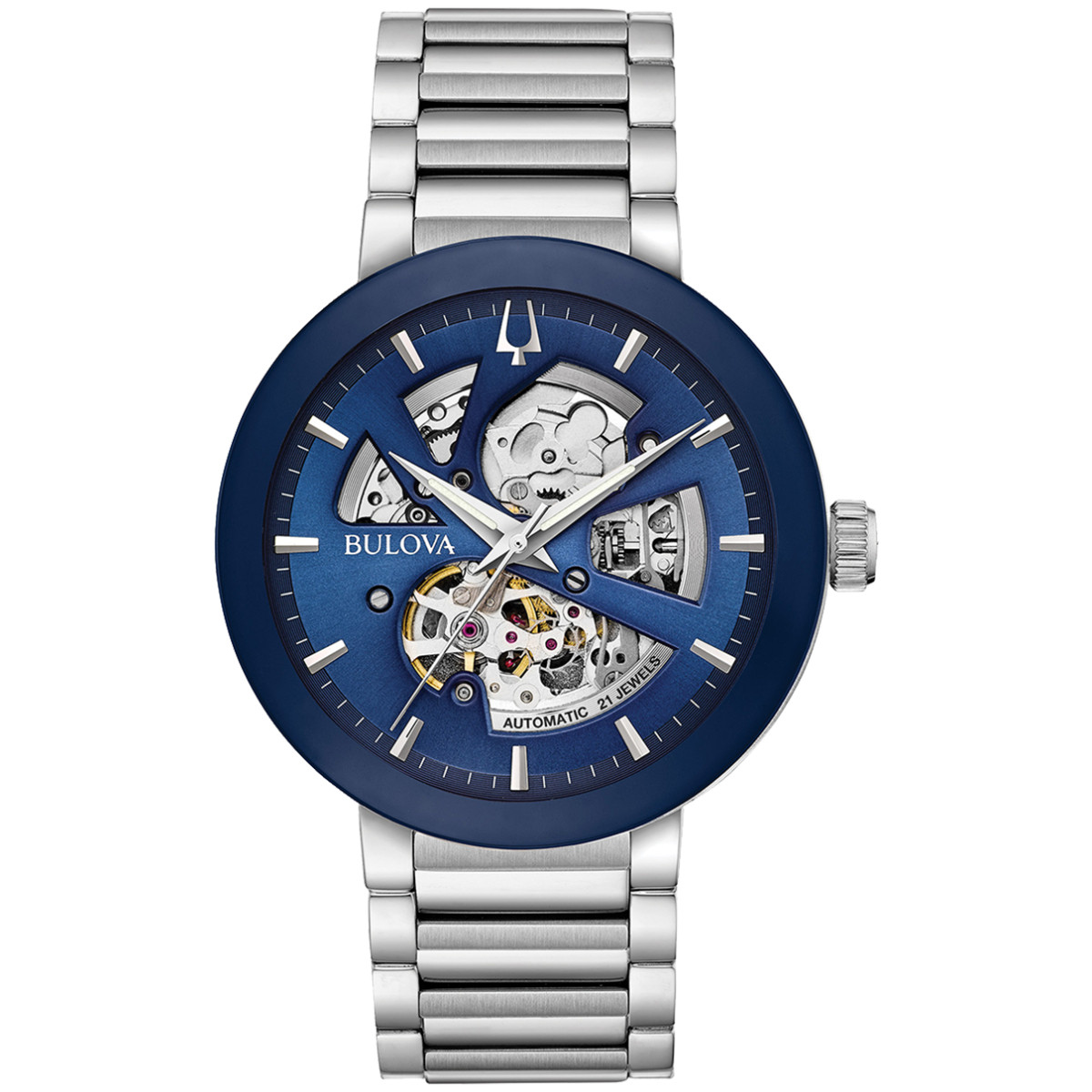 Bulova Futuro Automatic Blue Skeleton Dial Bracelet Watch 96A204
