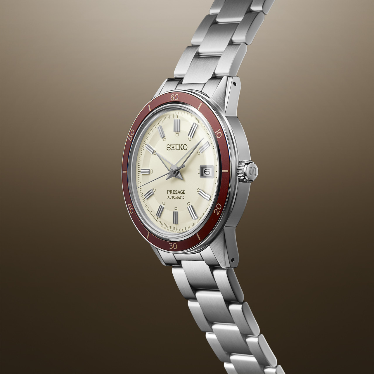 SRPH93J1: Seiko Presage Style 60s Red Bezel Watch