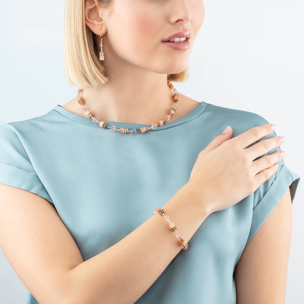 Coeur De Lion Geocube Iconic Apricot Necklace 4020/10-0230