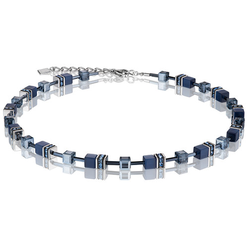 Coeur De Lion GeoCube Stainless-Steel Navy Blue Necklace 4322-10-0722