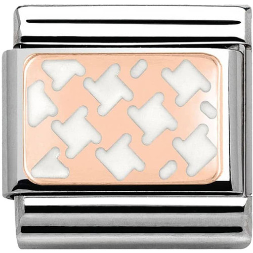 Nomination Ladies Composable Classic 9K Rose Gold White Enamel Houndstooth Charm 430201/04