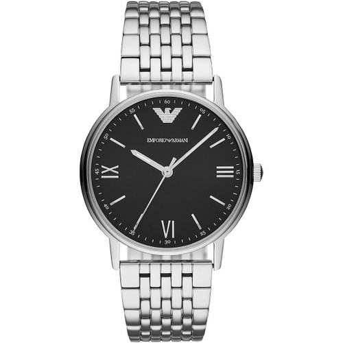Emporio Armani Kappa Men's Black Dial Silver Bracelet Watch AR11152