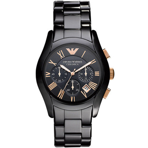 emporio armani chrono black stainless steel and ceramic bracelet