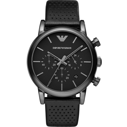 emporio armani men's ion plated black bracelet watch