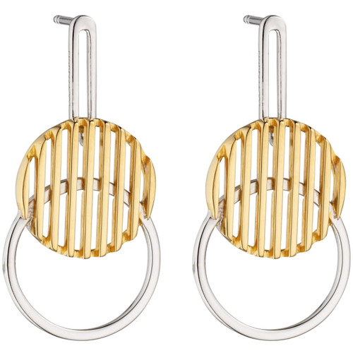 Fiorelli Ladies Silver And Gold Plated Disc Circle Drop Earrings E5468