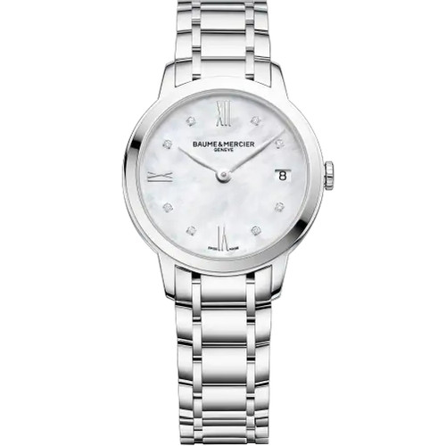 Baume & Mercier Ladies Classima Diamonds White Mother Of Pearl Dial Bracelet Watch 10326