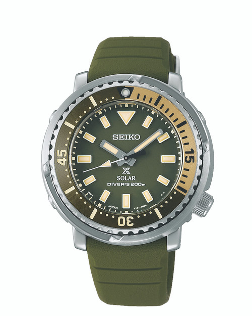Seiko Prospex Street Series Mini Tuna Safari Edition Green Silicone Strap Diver's Watch SUT405P1