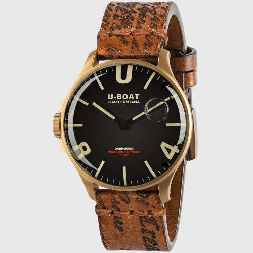U-Boat Darkmoon IP Bronze Swiss Sapphire Leather Strap Watch 8467/A