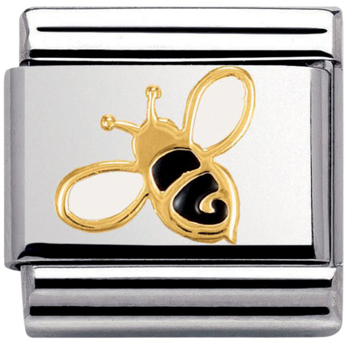 Nomination Ladies Composable Classic 18K Gold White And Black Enamel Bee Charm 030278/01