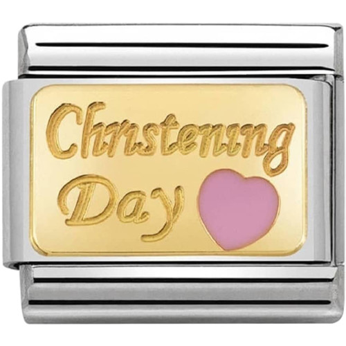Nomination Ladies Composable Classic Christening Day Pink Enamel 18K Gold Charm 030284/22