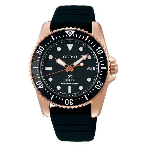 Seiko Prospex Compact Solar Scuba Diver's Sapphire Black Dial Silicone Strap Watch SNE586P1