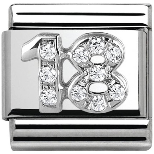 Nomination Ladies Composable Classic White Cubic Zirconia Number 18 Charm 330304/18
