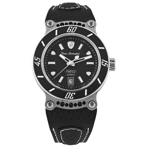 Tonino Lamborghini Panfilo Titanium Black Leather Strap Watch TLF-T03-1