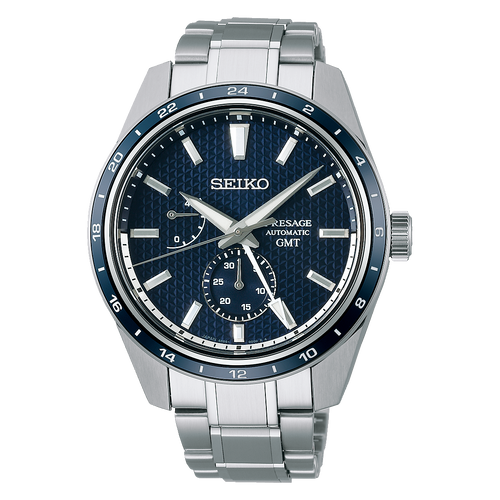 Seiko Presage Limited Edition Ao-Fuji Sharp Edge GMT Bracelet Watch SPB303J1