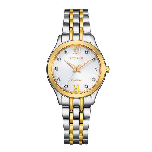 Citizen Eco-Drive Ladies' Silhouette 10 Diamond Two Tone Watch EM1014-50A
