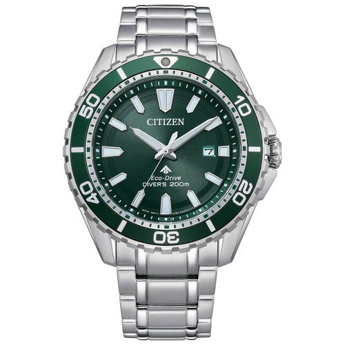 Citizen Eco-Drive Promaster Diver Green Dial Bracelet Watch BN0199-53X