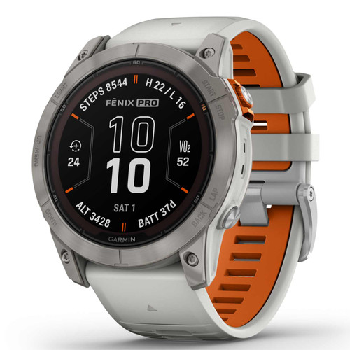 Garmin Fenix 7X Pro 51MM Sapphire Solar Titanium Grey And Orange Watch 010-02778-15