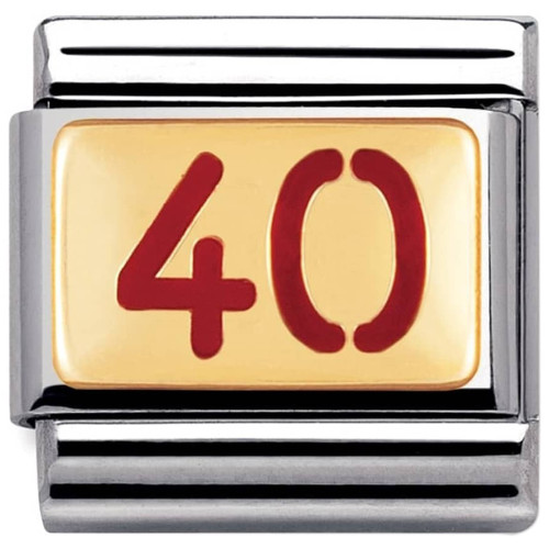 Nomination 18k Gold Red Enamel Number 40 Charm 030230/46