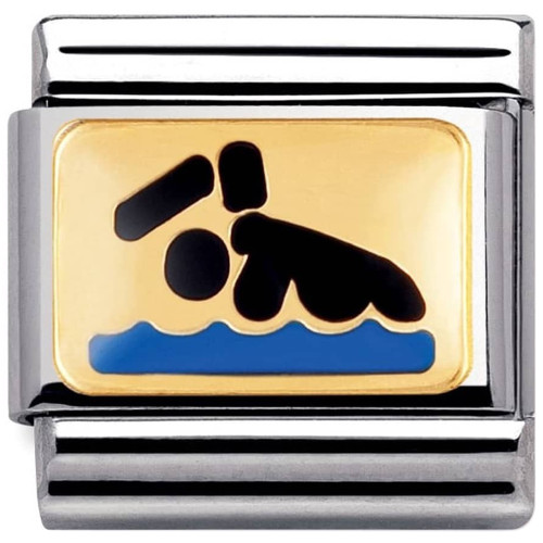 Nomination Ladies Composable Classic 18K Gold Blue And Black Enamel Swimmer Charm 030203/01