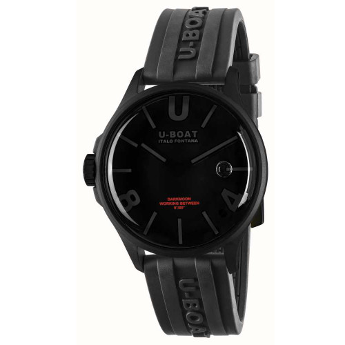 U-Boat Darkmoon Black Curve Dial 40mm Black Silicone Strap Watch 9545