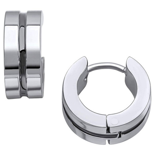 Fred Bennett Black Enamel Stripe Hoop Earrings E6397