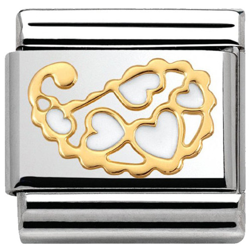 Nomination Ladies Composable Classic Cashmere 18K Gold White Enamel Hearts Charm 030281/36
