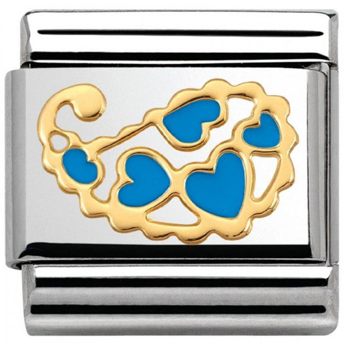 Nomination Ladies Composable Classic Cashmere 18K Gold Blue Enamel Hearts Charm 030281/33
