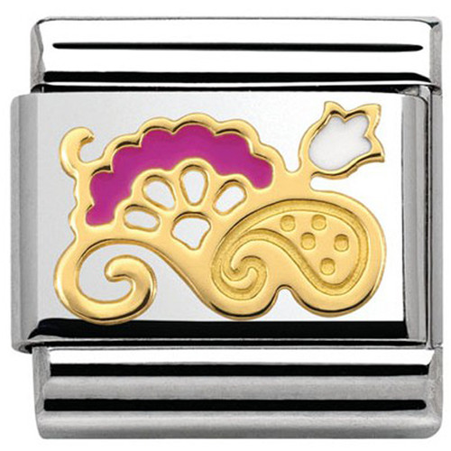 Nomination Ladies Composable Classic Cashmere 18K Gold White And Fuschia Enamel Bouquet Charm 030281/23