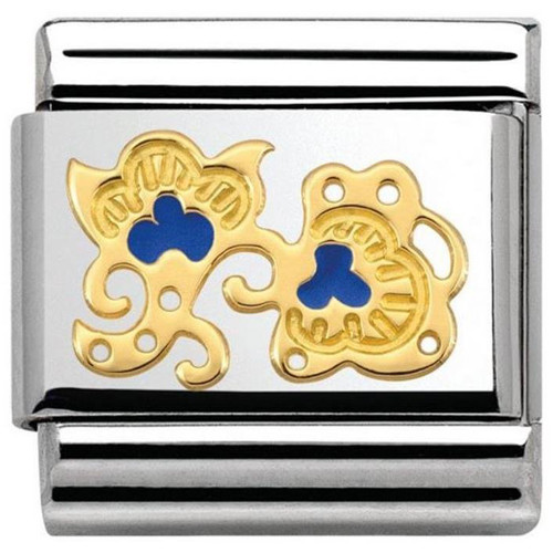 Nomination Ladies Composable Classic Cashmere 18K Gold Blue Enamel Flower Buds Charm 030281/17