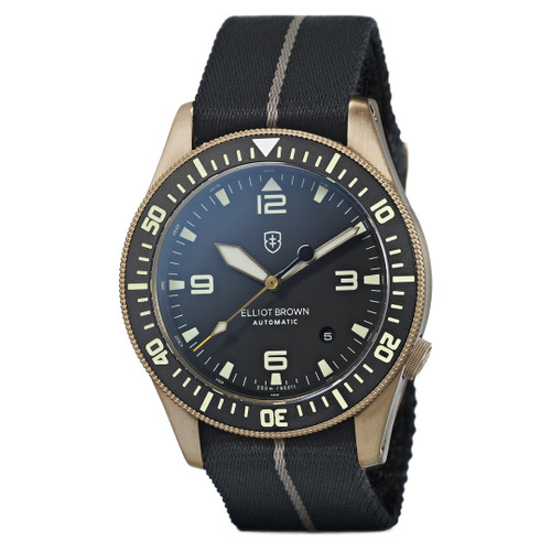 Elliot Brown Holton Watch | 43mm | Swiss Automatic | Black Webbing Strap
