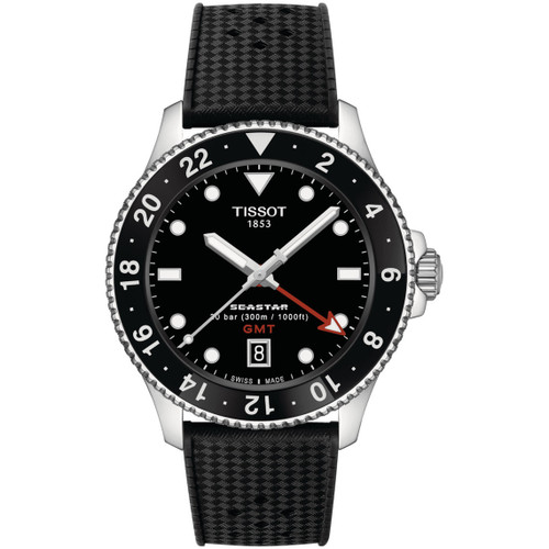 Tissot Seastar 1000 GMT Watch | 300M Divers | 40mm | Swiss Quartz | Black
