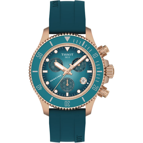 Tissot Seastar Chronograph 1000 Watch | 300M Divers | 38mm | Swiss Quartz | Turquoise