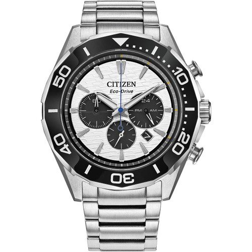 Citizen Men's Sport Chronograph Watch | 100M | 43mm | Eco Drive | White
