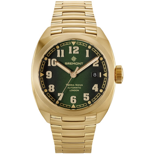 Bremont Terra Nova Watch | 40.5mm | Automatic | Green | Gold Bracelet