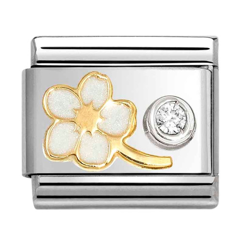 Nomination Composable Classic Charm | Gold CZ Myosotis White | CZ White