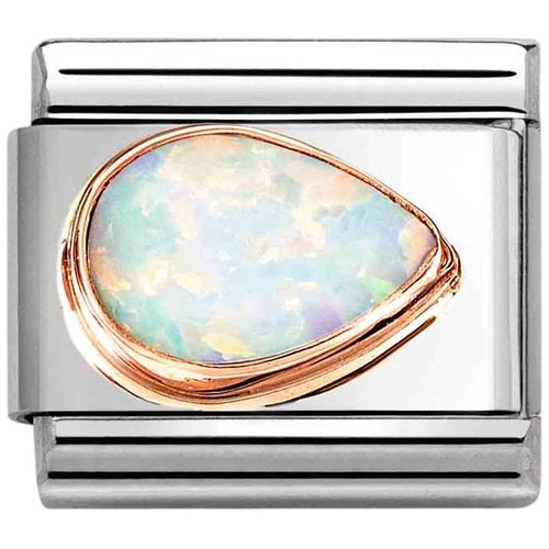 Nomination Composable Classic Charm | Stainless-steel | Bonded Rose-gold | Opal Drop Right Stone