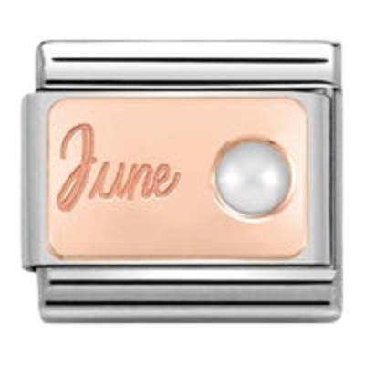 Nomination Composable Classic Month Charm | Rose Gold June White Pearl