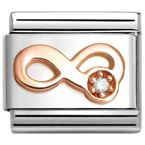 Nomination Composable Classic Charm | Stainless-steel | Rose-gold | Infinity with White Stone