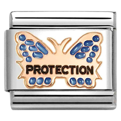 Nomination Composable Classic Charm | 9k Rose Gold | Blue Butterfly Protection