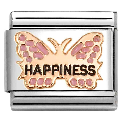 Nomination Composable Classic Charm | 9k Rose Gold | Pink Butterfly Happiness