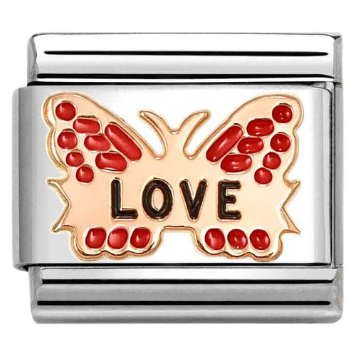 Nomination Composable Classic Charm | 9k Rose Gold | Red Butterfly Love