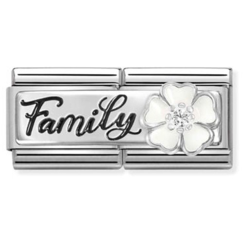 Nomination Composable Classic Charm | Family With Flower | Sterling Silver | Cubic Zirconia