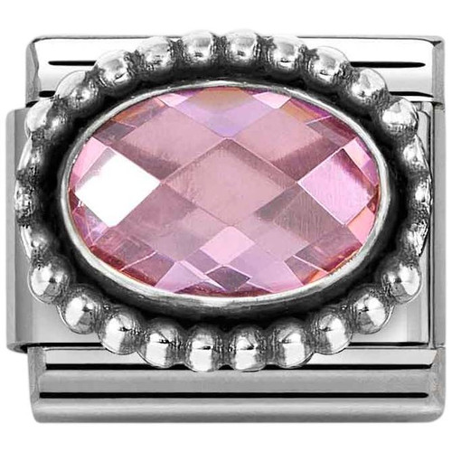 Nomination Composable Classic Charm | Stainless-steel | Sterling Silver | Pink CZ with Vintage Effect