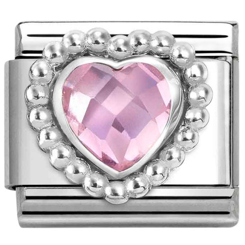 Nomination Composable Classic Charm | Sterling Silver | Pink CZ Heart