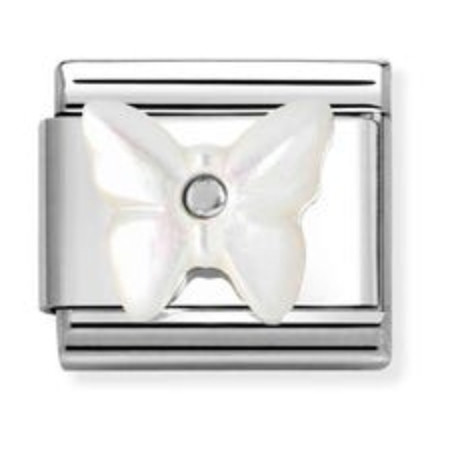 Nomination Composable Classic Charm | White Mother Of Pearl Buttlerfly | Sterling Silver