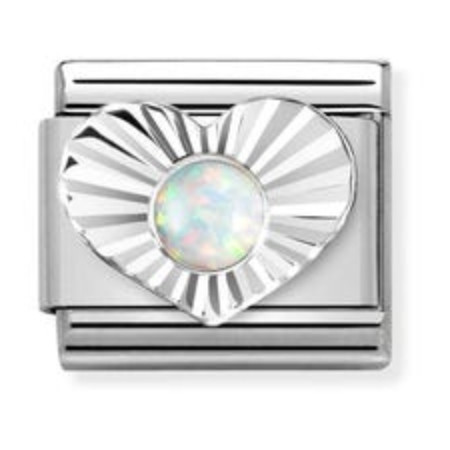 Nomination Composable Classic Charm | White Opal Heart | Sterling Silver