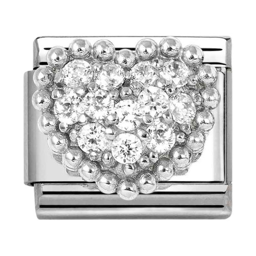 Nomination Composable Classic Charm | CZ Rich White Dot Heart | Sterling Silver