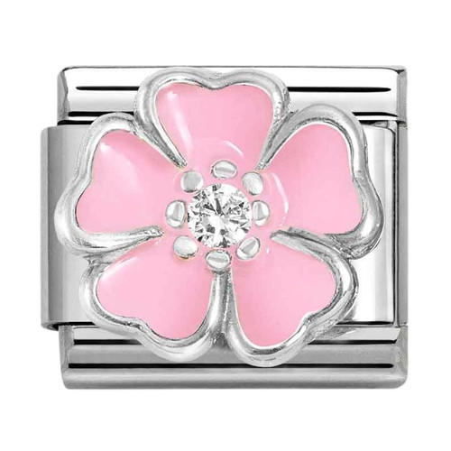Nomination Composable Classic Charm | CZ White Pink Peach Blossom | Sterling Silver