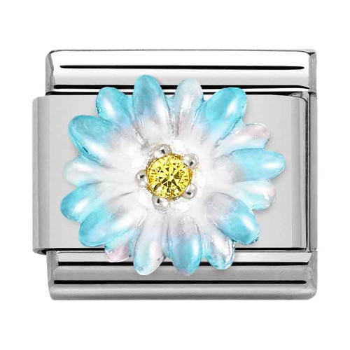 Nomination Composable Classic Charm | CZ Light Blue Flower | Sterling Silver