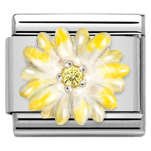 Nomination Composable Classic SYMBOLS CZ Charm | Stainless-steel | Silver | Yellow Flower